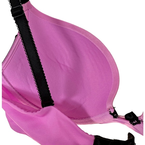 Victoria's Secret Very Sexy Push Up Pink Bra Black Lace Trim Size 32C - Picture 8 of 10